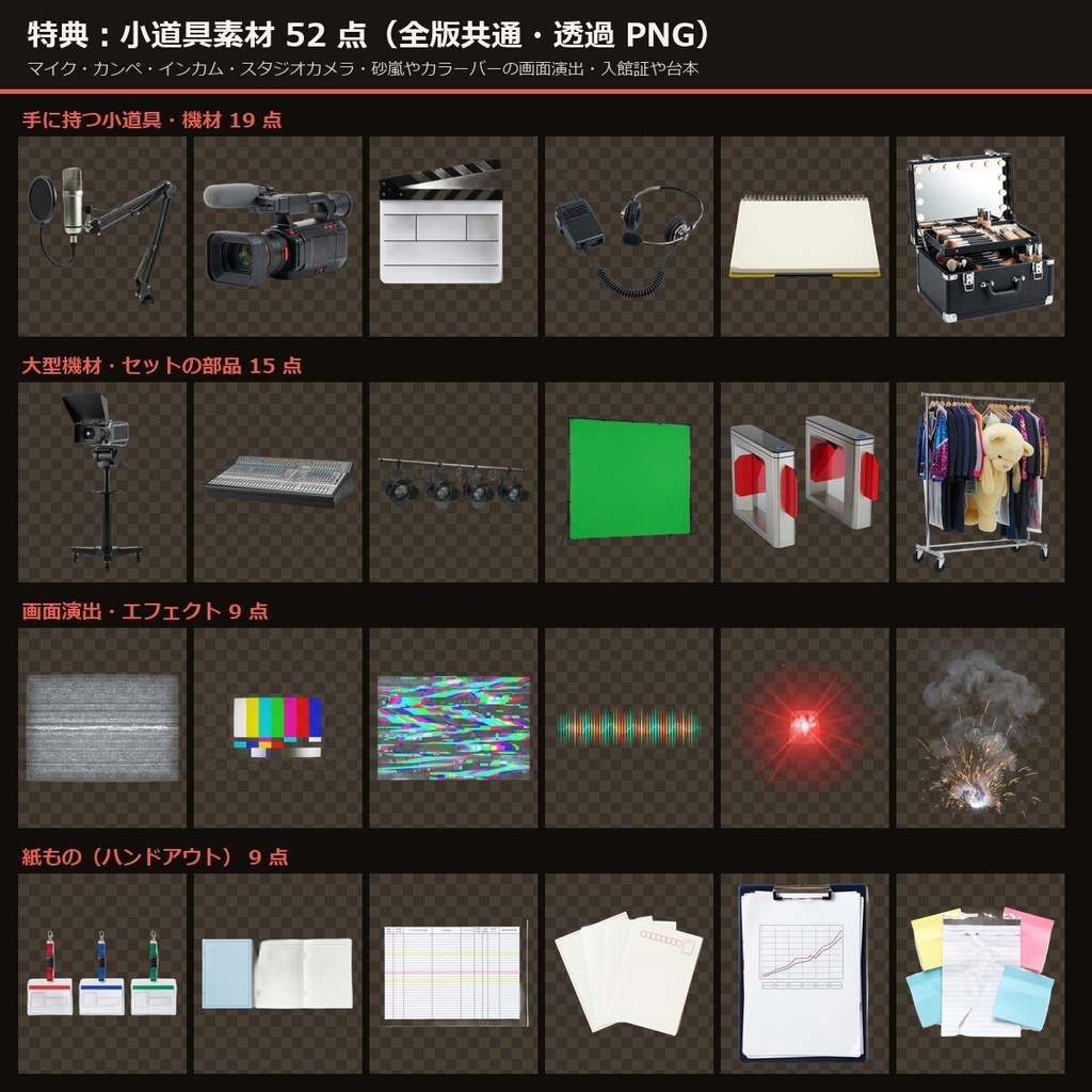 【TTRPG】放送局 背景素材集 アニメ版 75シーン×9差分 674枚+小道具52点【商用利用可・ccfolia・AI生成】