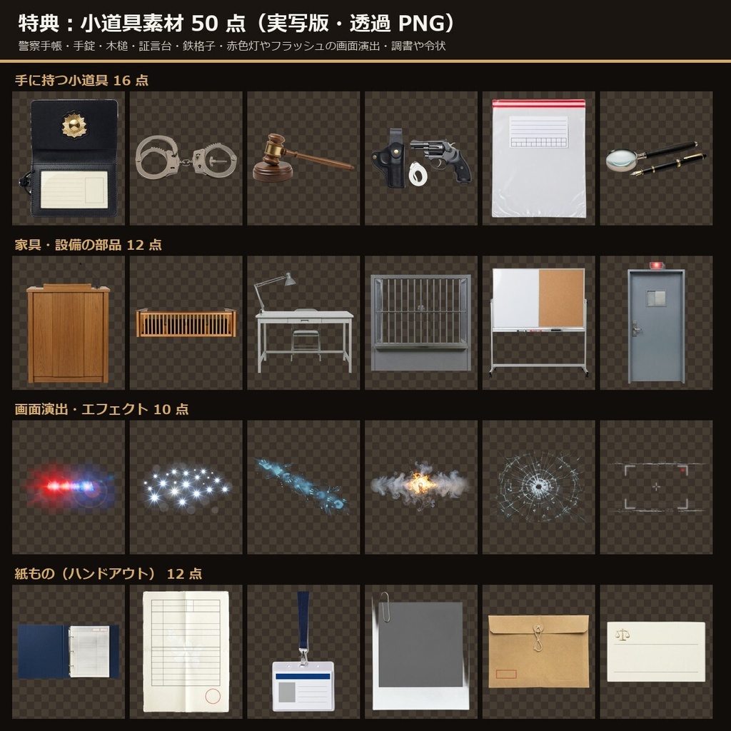 《3日間半額》【TTRPG】裁判所・警察 背景素材集 実写版 68シーン×9差分 612枚+小道具50点【商用利用可・ccfolia・AI生成】