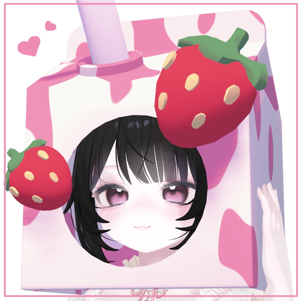 ʚ🍓 Strawberry Milk Carton Hat ♡ いちごミルク帽子【VRChat】ɞ 