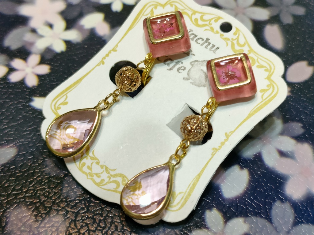 血桜概念フレームドロップピアス/イヤリング