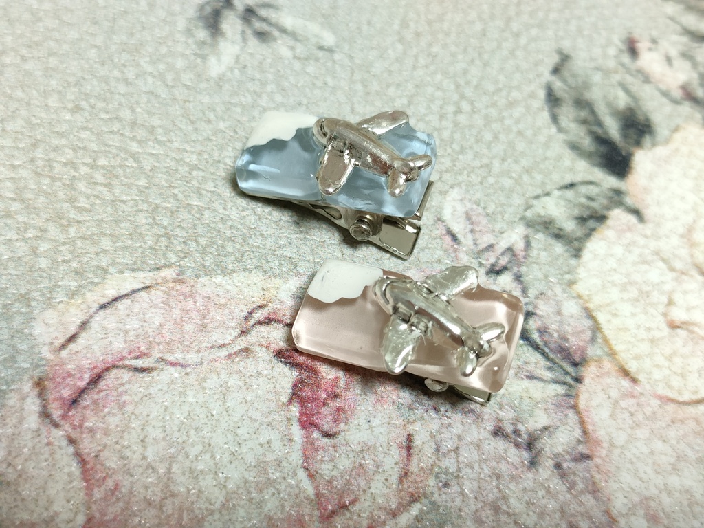 お空とひこーきのヘアクリップセット