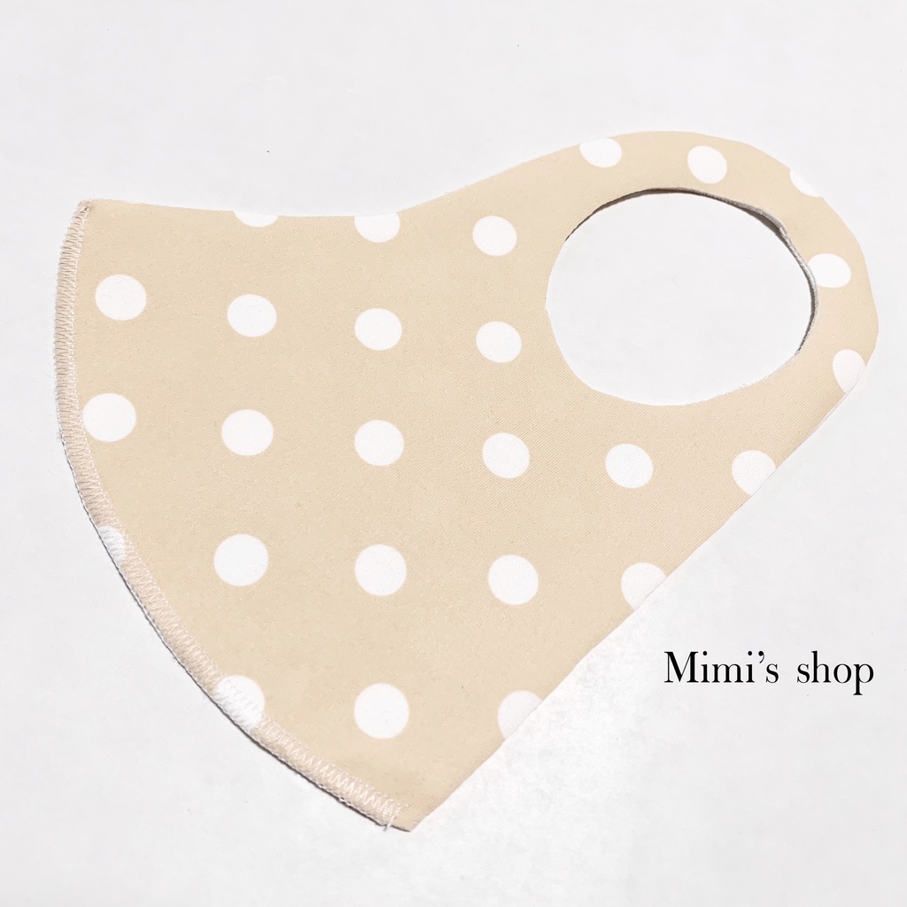 水着用素材 立体マスク プリント おしゃれ かわいい 水玉 ドット 白 ホワイト ベージュ 男女兼用