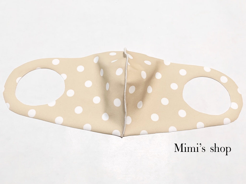 水着用素材 立体マスク プリント おしゃれ かわいい 水玉 ドット 白 ホワイト ベージュ 男女兼用