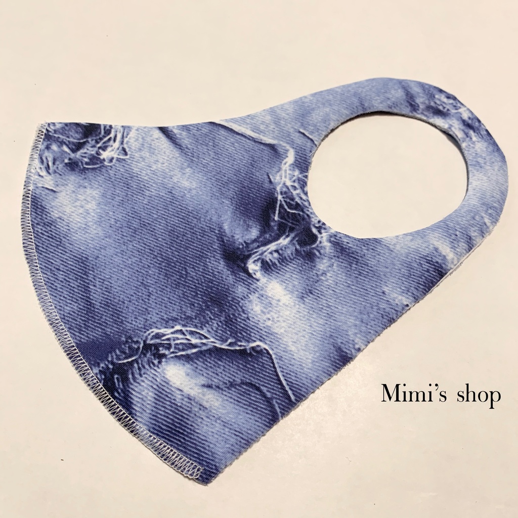 水着用素材 立体マスク プリント おしゃれ かわいい デニム ダメージジーンズ 男女兼用 蒸れない 快適 肌荒れしない オールシーズン