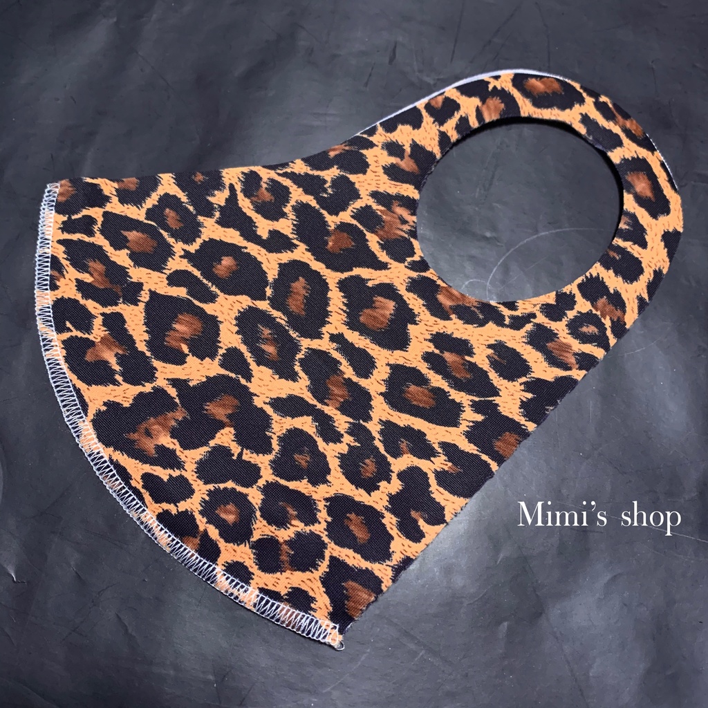 水着用素材 立体マスク プリント おしゃれ かわいい レオパード ヒョウ柄 黒 男女兼用 蒸れない 快適