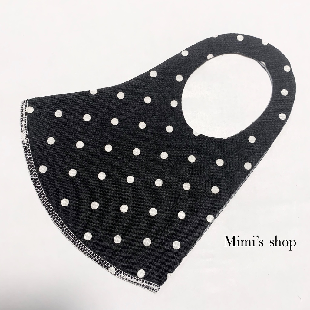 水着用素材 立体マスク プリント おしゃれ かわいい 水玉 ドット ブラック ホワイト 黒 白 男女兼用 速乾 薄手タイプ