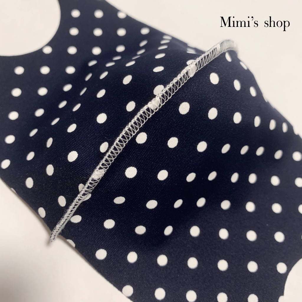 水着用素材 立体マスク プリント おしゃれ かわいい 水玉 ドット ネイビー ホワイト 紺 白 男女兼用