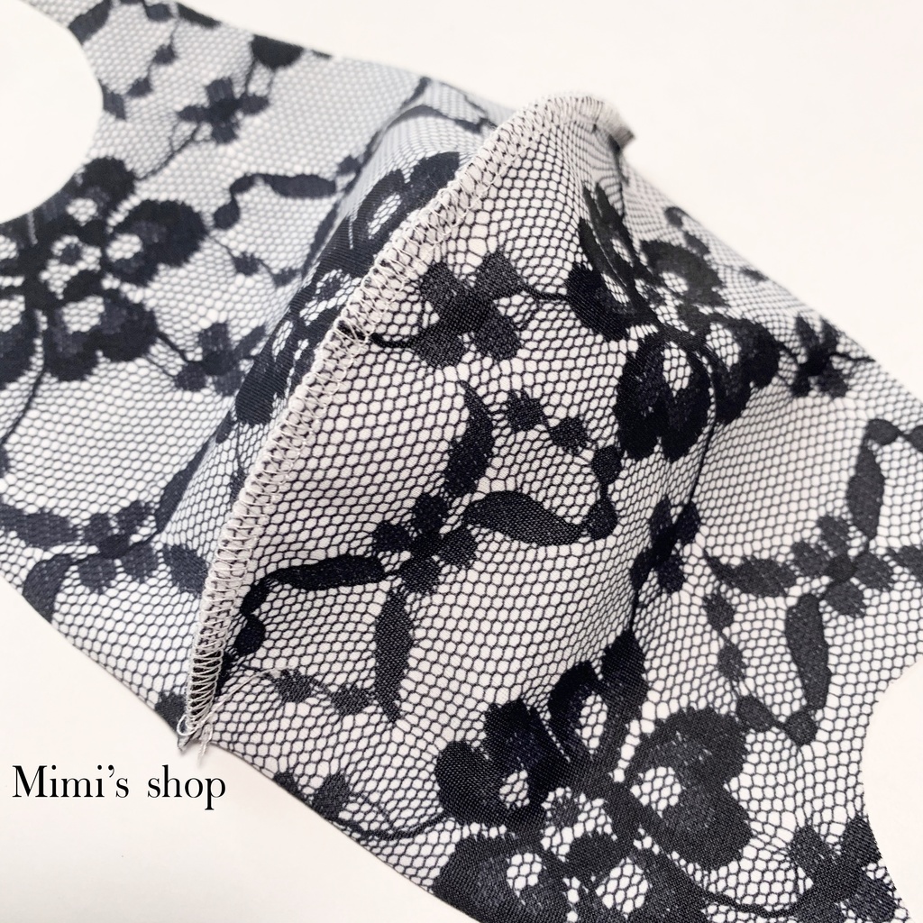 水着用素材 立体マスク プリント おしゃれ かわいい 速乾 レース ブラック ホワイト 白 黒 男女兼用 涼しい 夏用マスク 秋冬マスク オールシーズン 蒸れない 快適 肌荒れしない