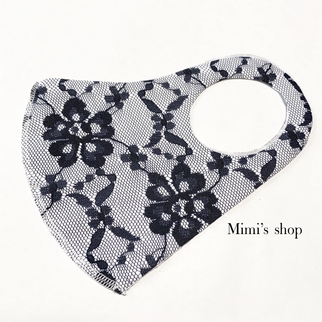 水着用素材 立体マスク プリント おしゃれ かわいい 速乾 レース ブラック ホワイト 白 黒 男女兼用 涼しい 夏用マスク 秋冬マスク オールシーズン 蒸れない 快適 肌荒れしない