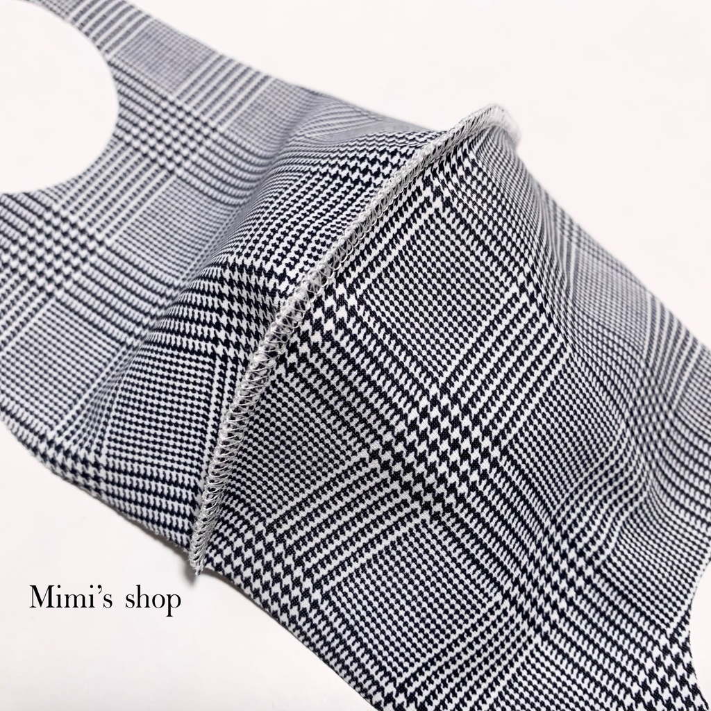 水着用素材 立体マスク プリント おしゃれ かわいい 速乾 グレンチェック 白 黒 グレー 男女兼用 オールシーズン 蒸れない 快適 肌荒れしない