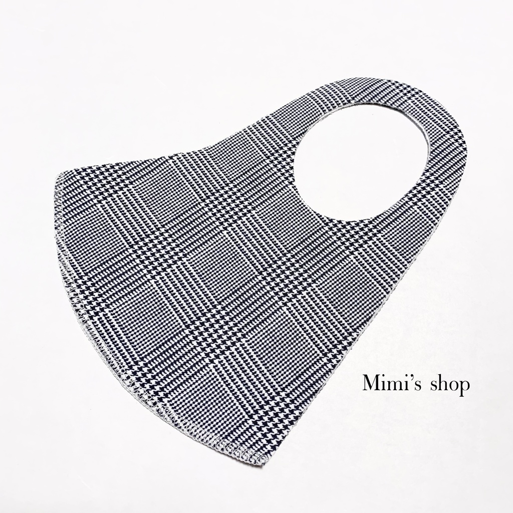 水着用素材 立体マスク プリント おしゃれ かわいい 速乾 グレンチェック 白 黒 グレー 男女兼用 オールシーズン 蒸れない 快適 肌荒れしない