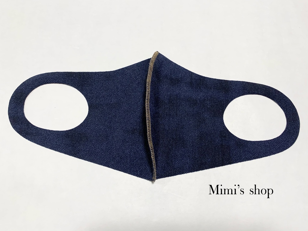 水着用素材 立体マスク プリント おしゃれ かわいい 速乾 デニムプリント ジーンズ 男女兼用 ネイビー