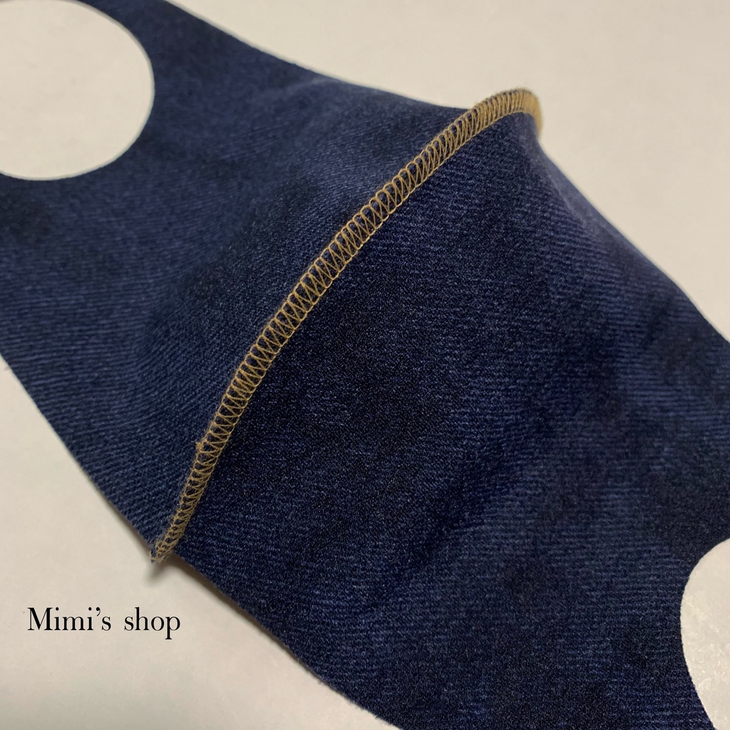 水着用素材 立体マスク プリント おしゃれ かわいい 速乾 デニムプリント ジーンズ 男女兼用 ネイビー