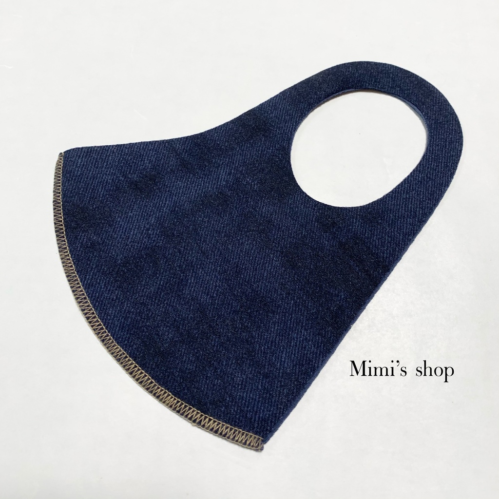水着用素材 立体マスク プリント おしゃれ かわいい 速乾 デニムプリント ジーンズ 男女兼用 ネイビー