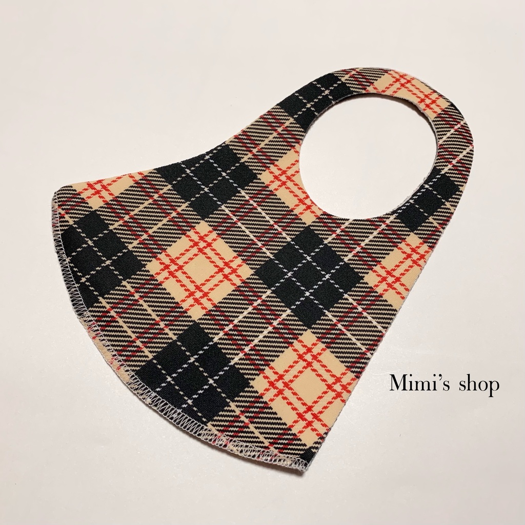 水着用素材 立体マスク プリント おしゃれ かわいい 速乾 タータンチェック イエロー チェック柄 男女兼用