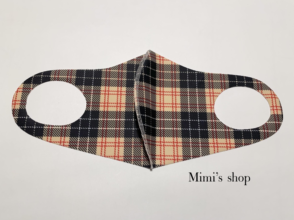水着用素材 立体マスク プリント おしゃれ かわいい 速乾 タータンチェック イエロー チェック柄 男女兼用