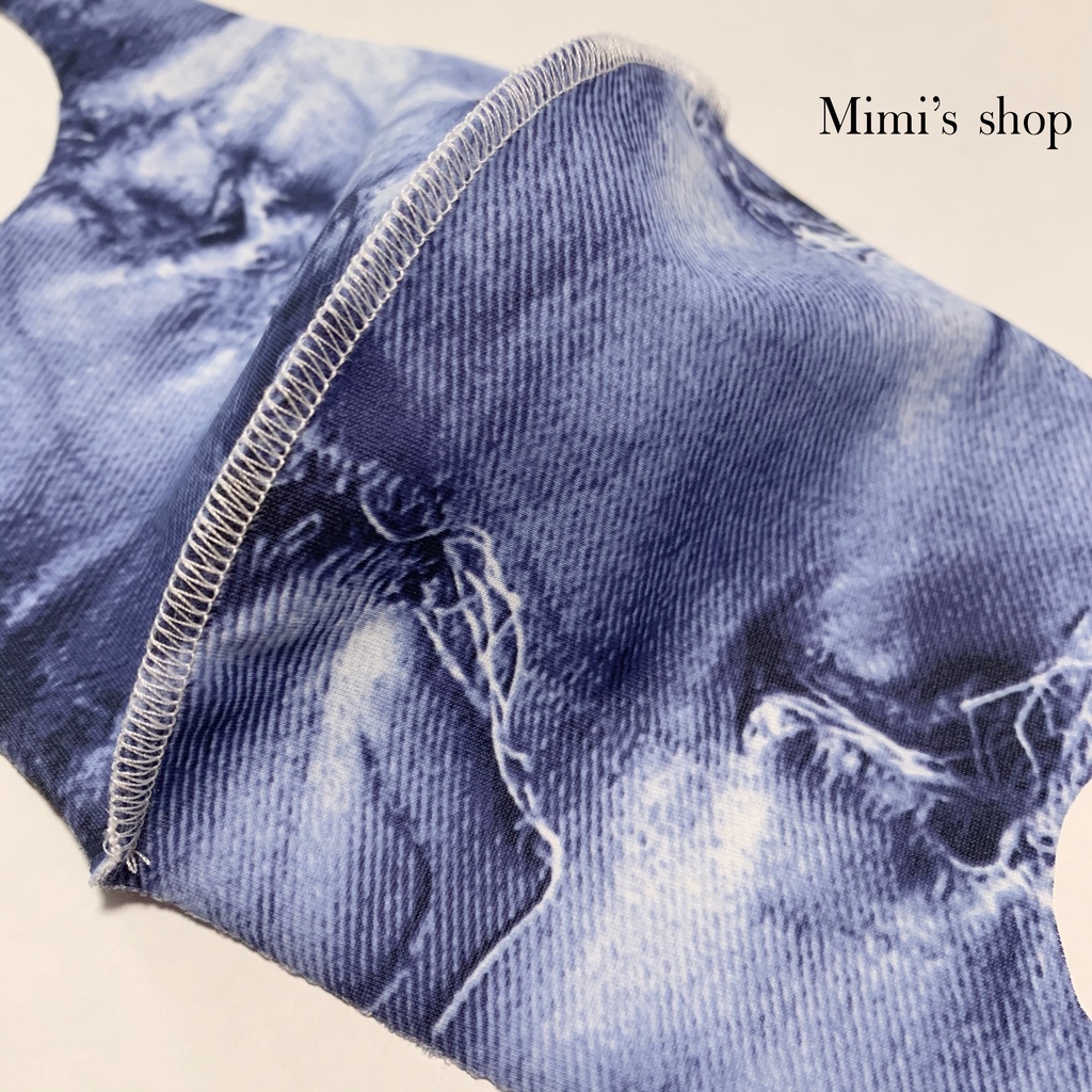 水着用素材 立体マスク プリント おしゃれ かわいい デニム ダメージジーンズ 男女兼用 蒸れない 快適