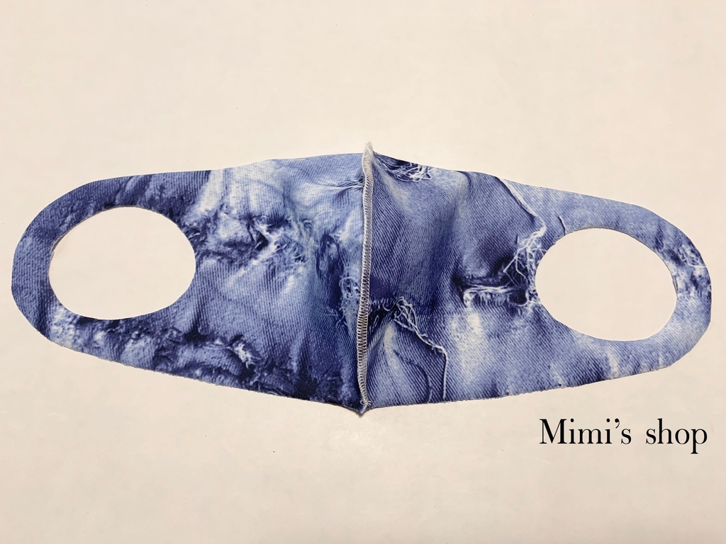 水着用素材 立体マスク プリント おしゃれ かわいい デニム ダメージジーンズ 男女兼用 蒸れない 快適
