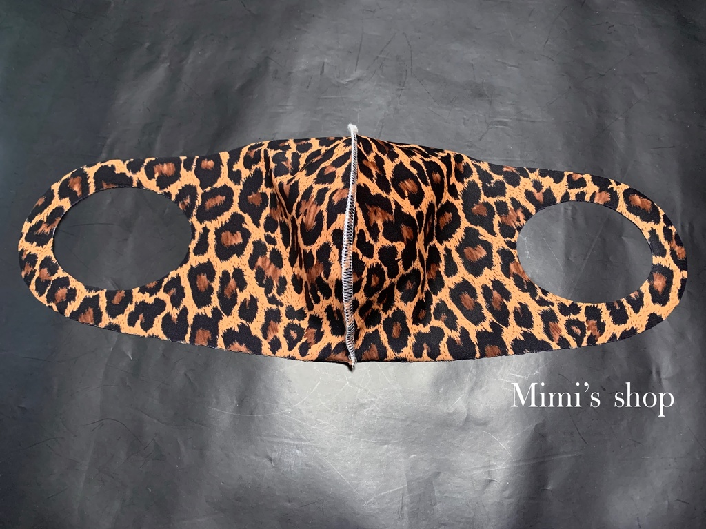 水着用素材 立体マスク プリント おしゃれ かわいい レオパード ヒョウ柄 黒 男女兼用 蒸れない 快適