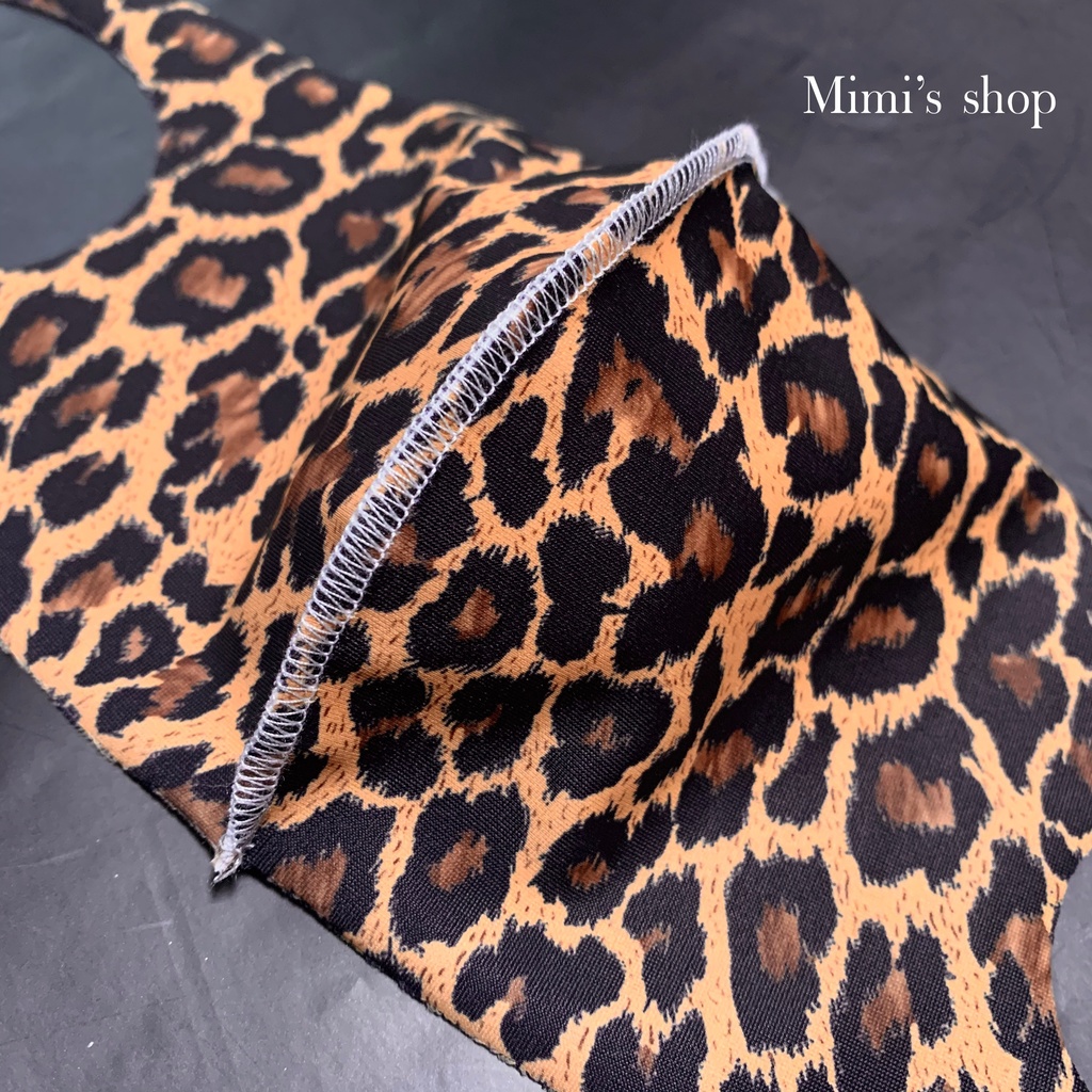 水着用素材 立体マスク プリント おしゃれ かわいい レオパード ヒョウ柄 黒 男女兼用 蒸れない 快適