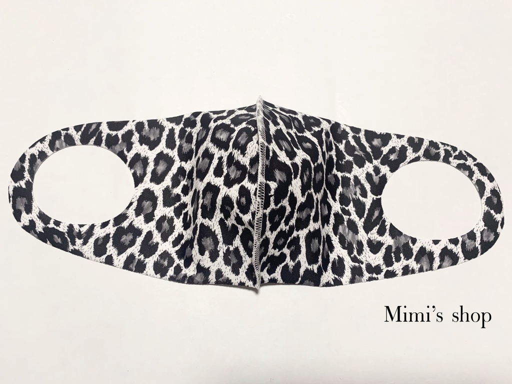 水着用素材 立体マスク プリント おしゃれ かわいい レオパード ヒョウ柄 黒 男女兼用 蒸れない 快適