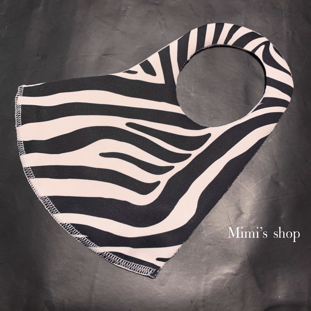 水着用素材 立体マスク プリント おしゃれ かわいい ゼブラ柄 黒 男女兼用 蒸れない 快適 肌荒れしない