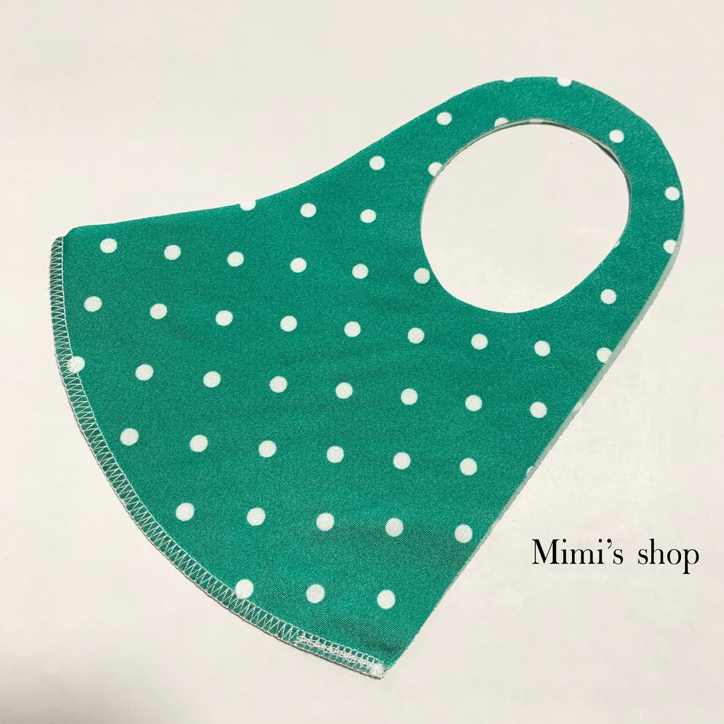 水着用素材 立体マスク プリント おしゃれ かわいい 水玉 ドット グリーン ホワイト 男女兼用 薄手タイプ