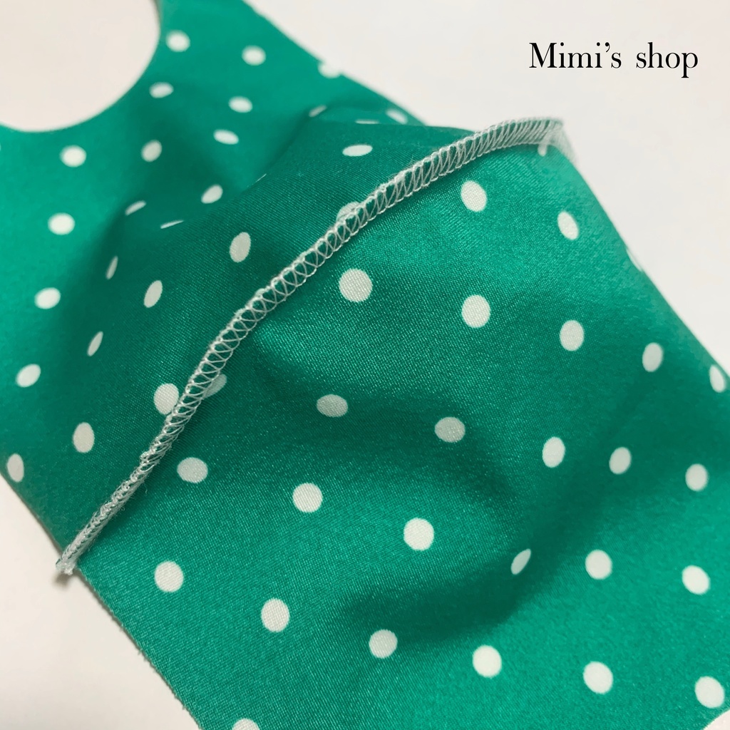 水着用素材 立体マスク プリント おしゃれ かわいい 水玉 ドット グリーン ホワイト 男女兼用 薄手タイプ