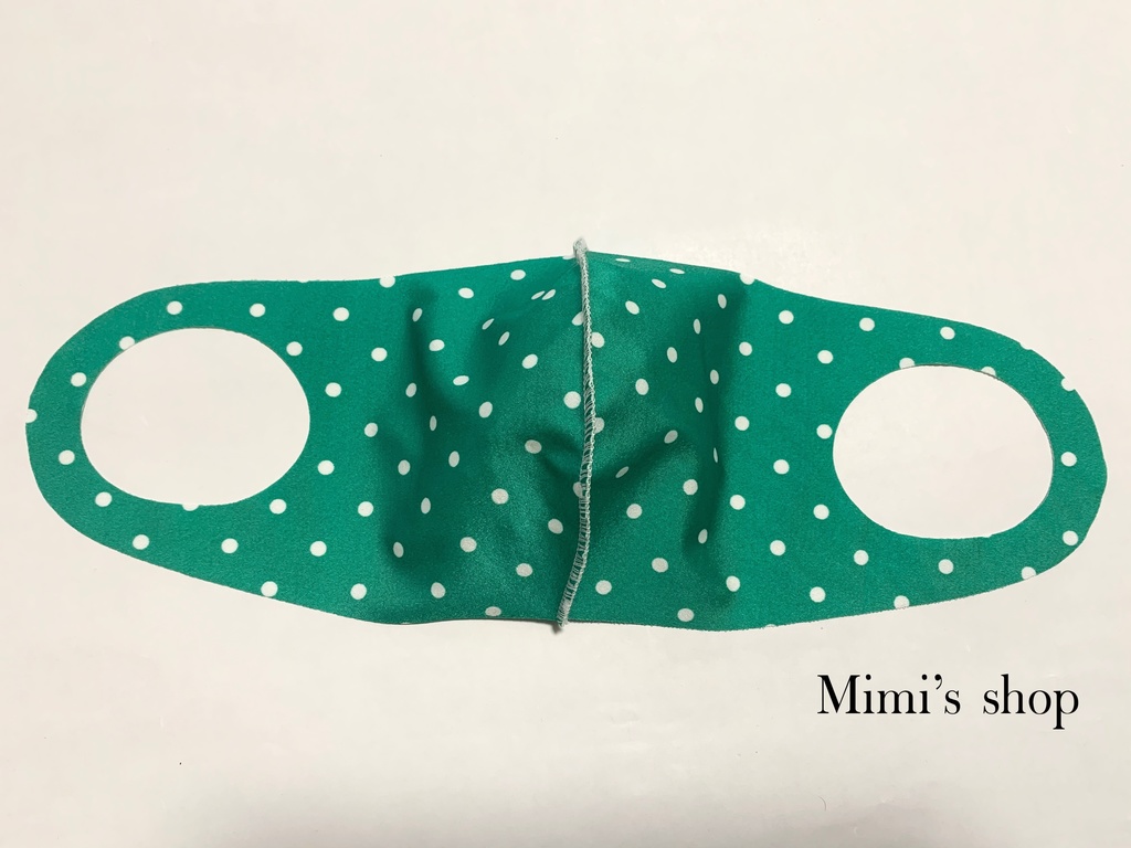 水着用素材 立体マスク プリント おしゃれ かわいい 水玉 ドット グリーン ホワイト 男女兼用 薄手タイプ