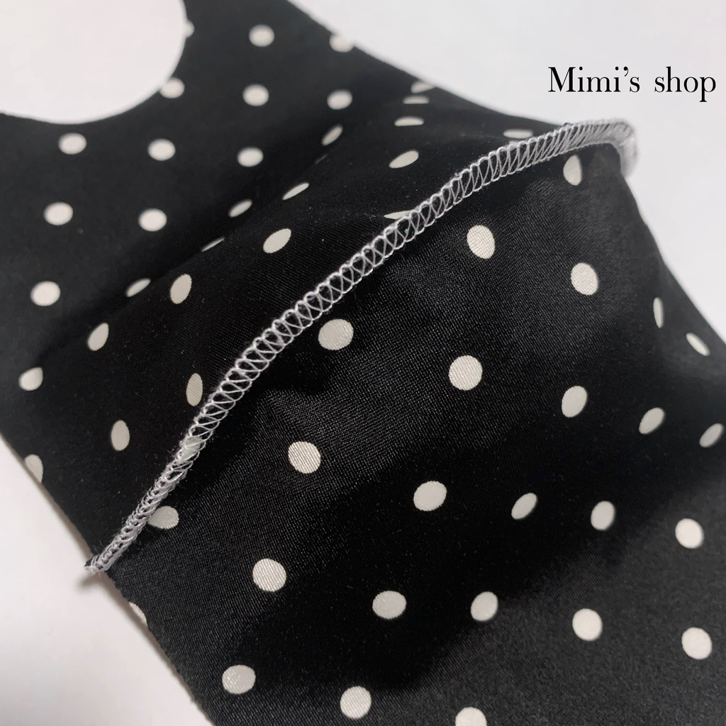 水着用素材 立体マスク プリント おしゃれ かわいい 水玉 ドット ブラック 黒 白 男女兼用 薄手タイプ