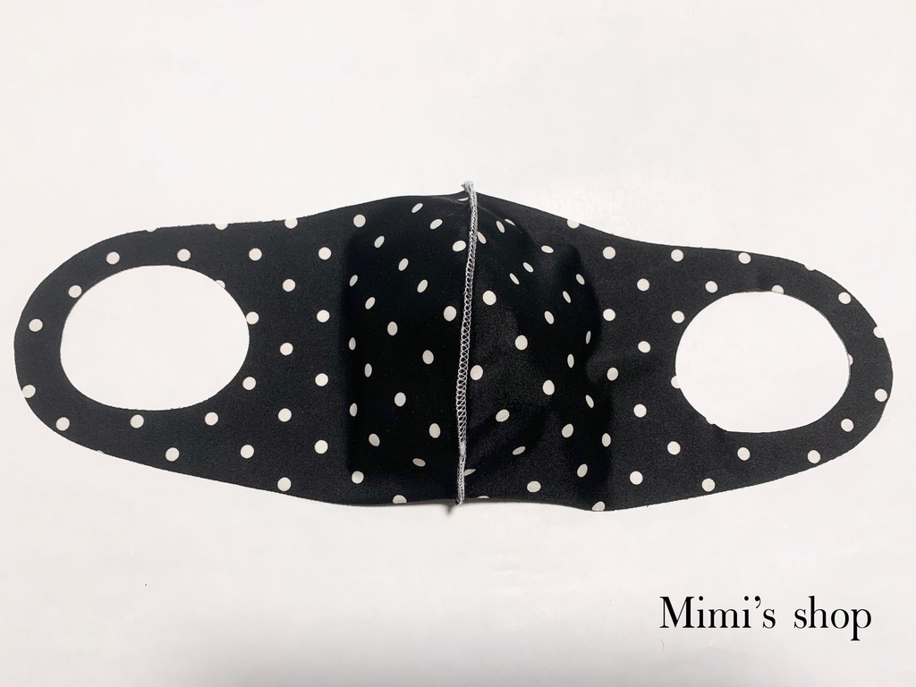 水着用素材 立体マスク プリント おしゃれ かわいい 水玉 ドット ブラック 黒 白 男女兼用 薄手タイプ