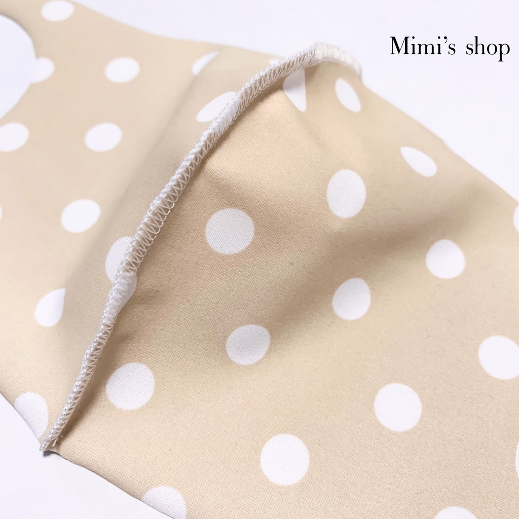 水着用素材 立体マスク プリント おしゃれ かわいい 水玉 ドット 白 ホワイト ベージュ 男女兼用