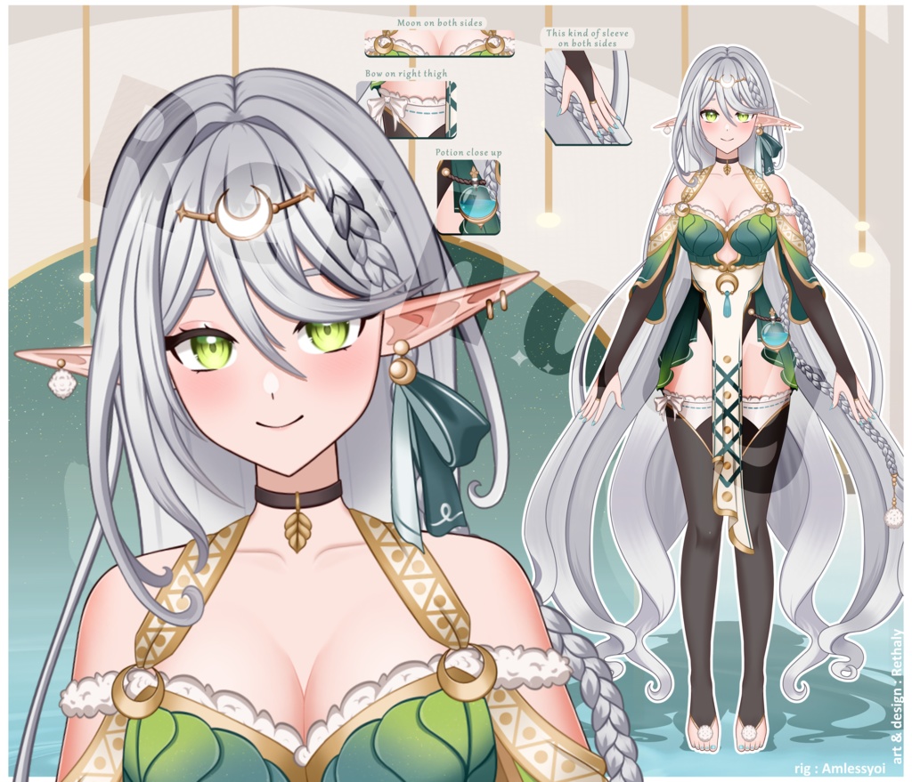 [ Adoptable ] One-of-a-Kind Elf Fantasy VTuber Live2D Model | Full Body | Fully Rigged | Commercial Use