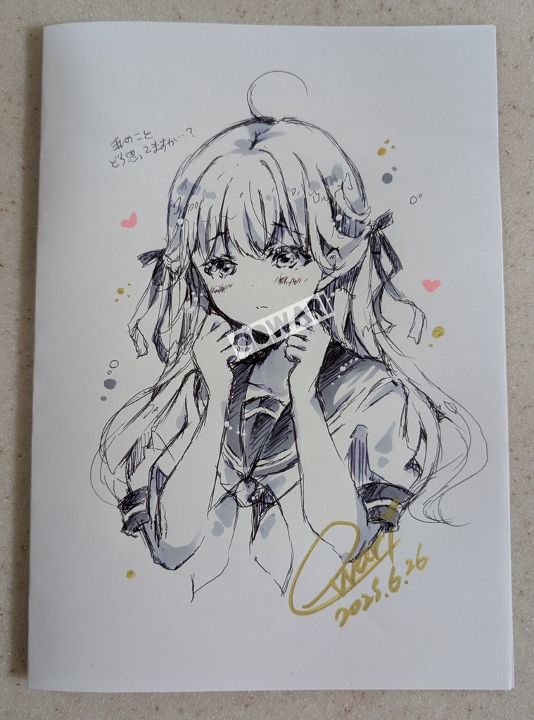 直筆イラスト 夏セーラー服少女