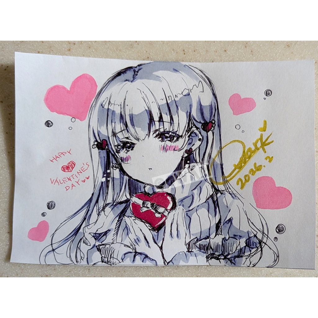 【直筆イラスト】バレンタインチョコをあげる子