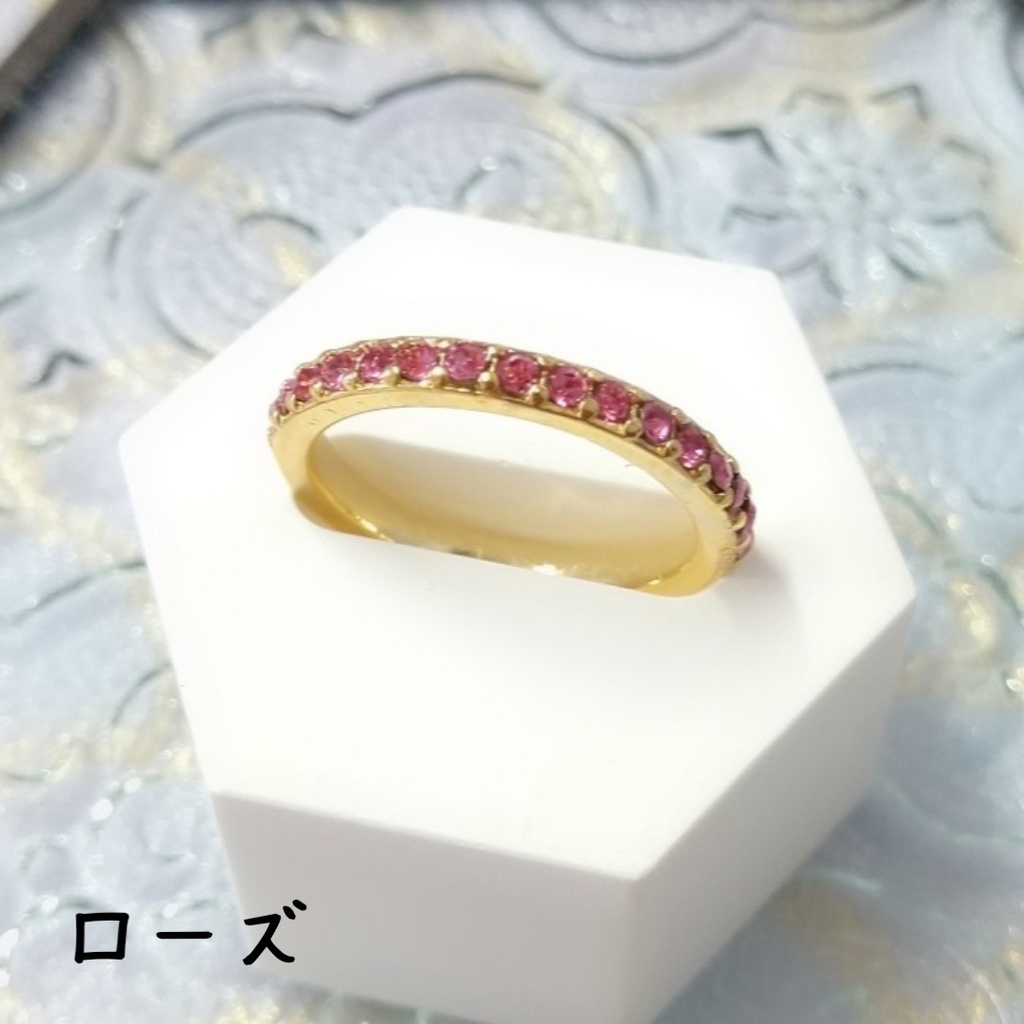 【リングL ハーフエタニティ1 ストレート】ゴールド_4種