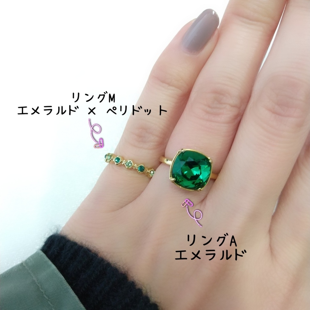 【リングM ハーフエタニティ2 スクエア】ゴールド_4種