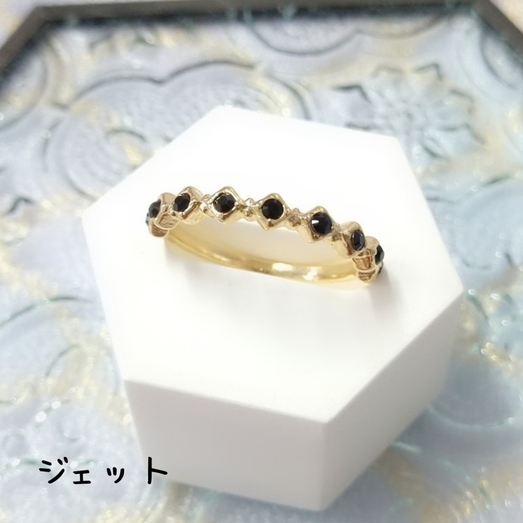 【リングM ハーフエタニティ2 スクエア】ゴールド_4種