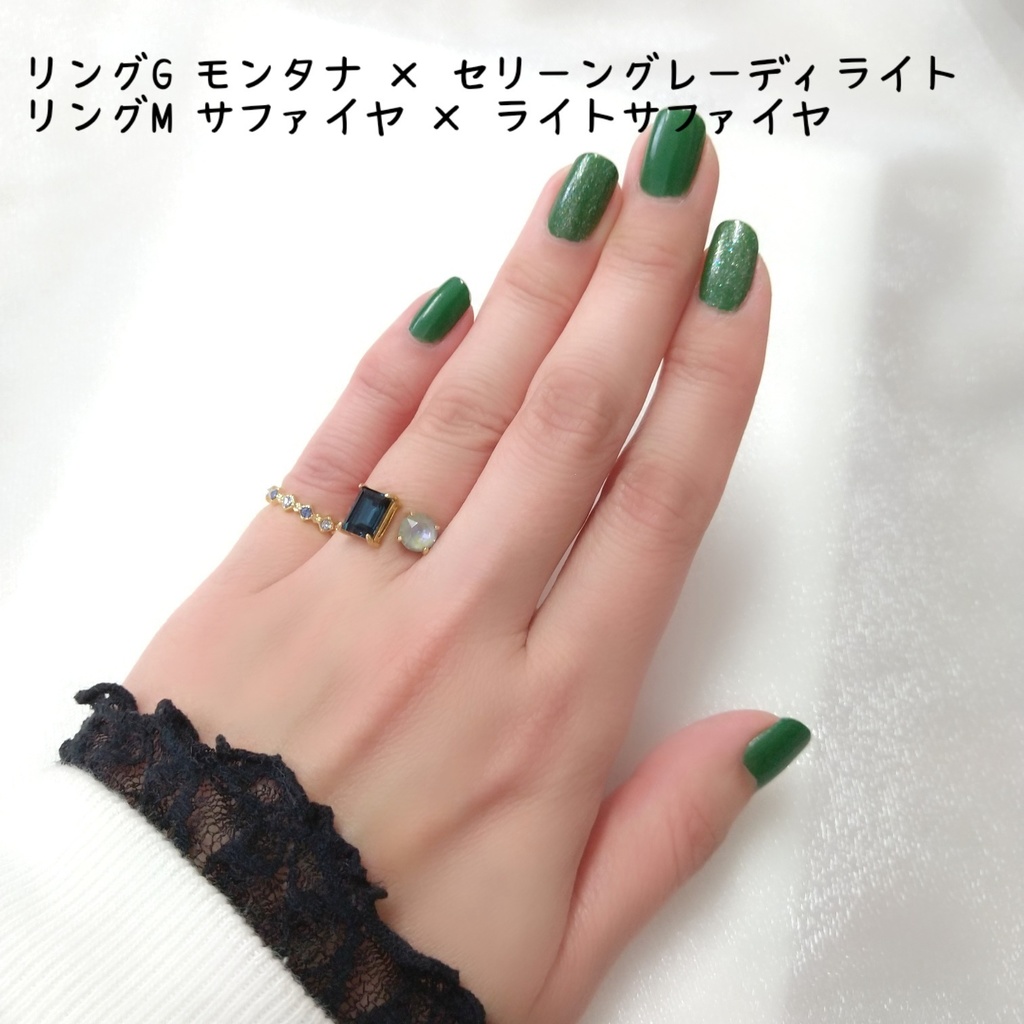 【リングM ハーフエタニティ2 スクエア】ゴールド_4種