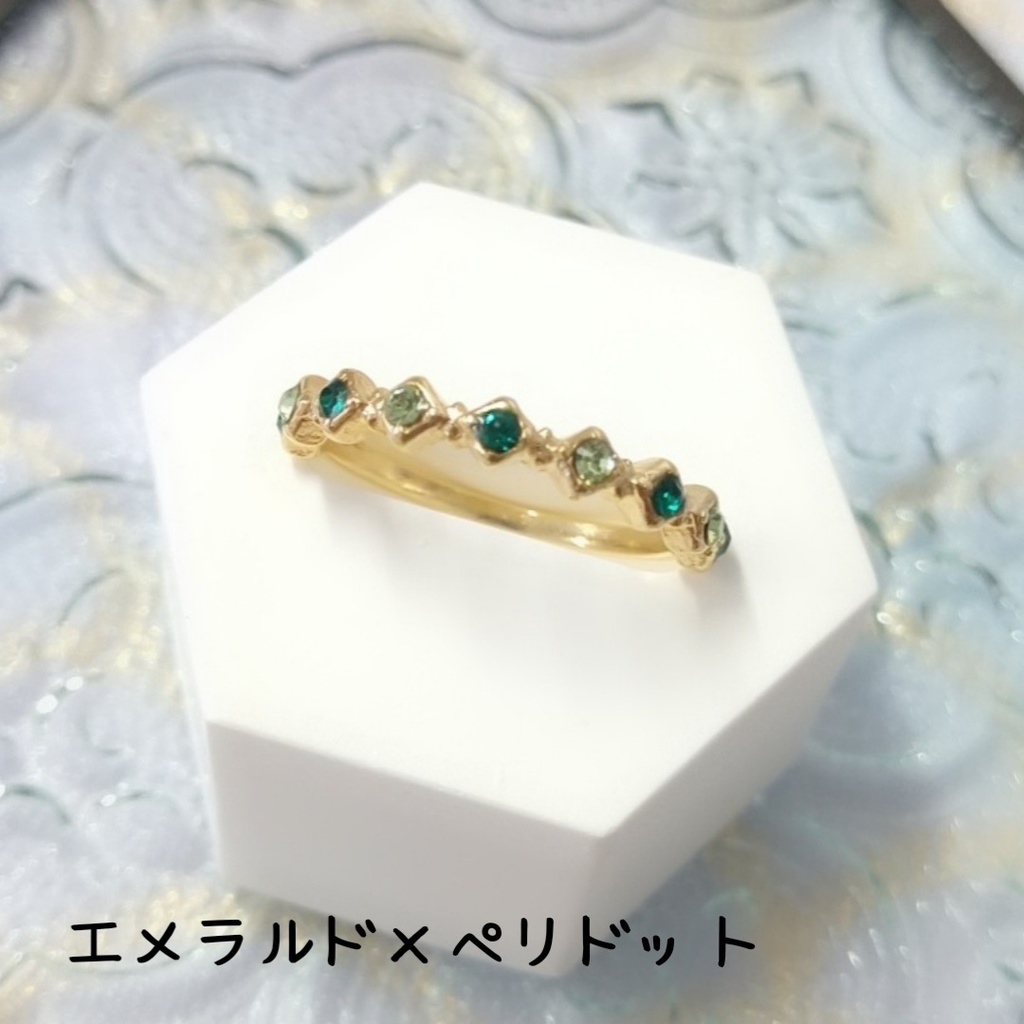 【リングM ハーフエタニティ2 スクエア】ゴールド_4種