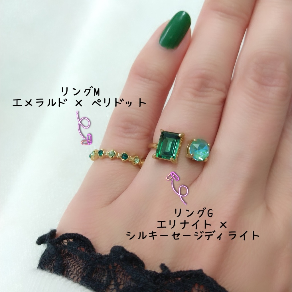 【リングM ハーフエタニティ2 スクエア】ゴールド_4種