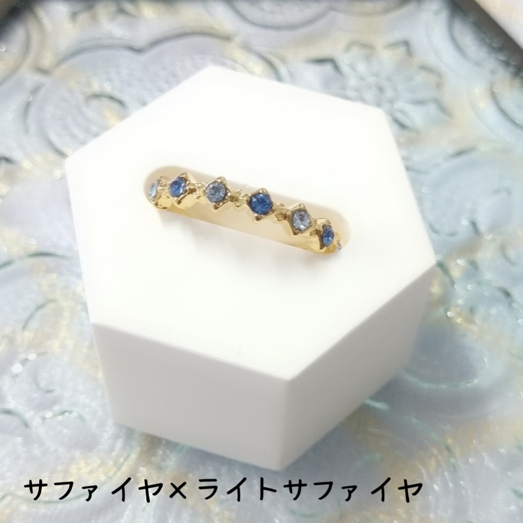 【リングM ハーフエタニティ2 スクエア】ゴールド_4種