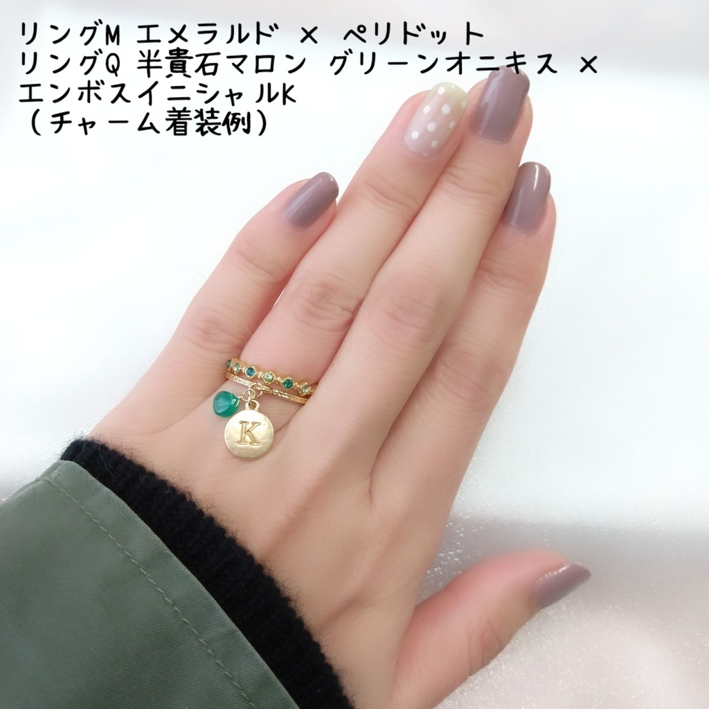 【リングM ハーフエタニティ2 スクエア】ゴールド_4種