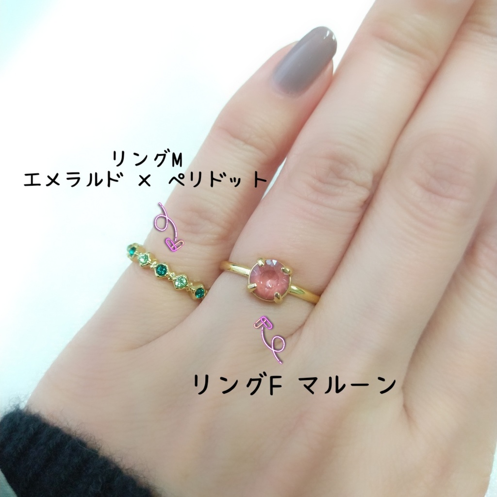 【リングM ハーフエタニティ2 スクエア】ゴールド_4種