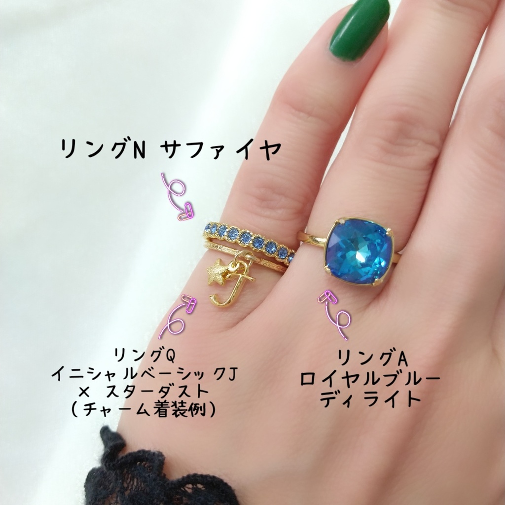 【リングN ハーフエタニティ3 ラウンドミル】ゴールド_5種