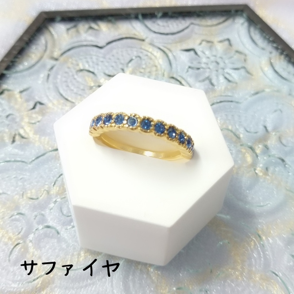 【リングN ハーフエタニティ3 ラウンドミル】ゴールド_5種