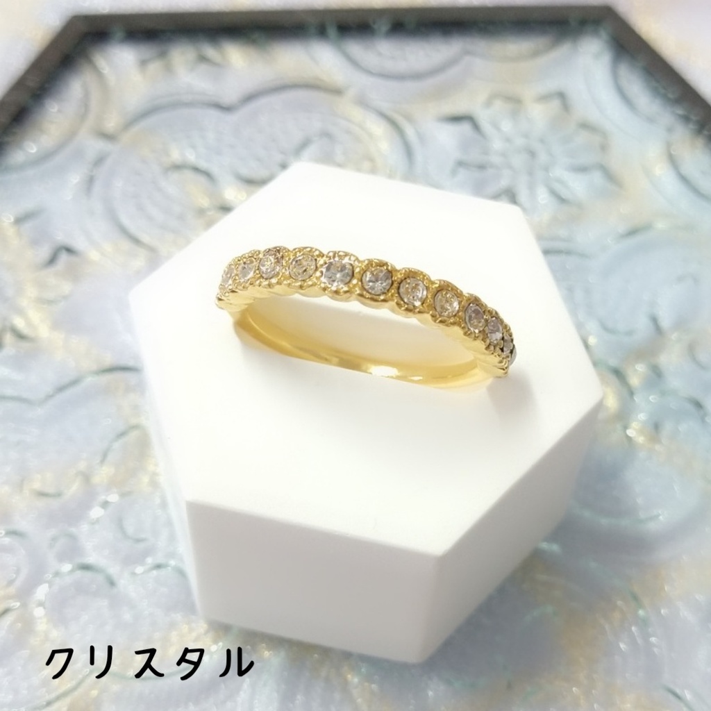 【リングN ハーフエタニティ3 ラウンドミル】ゴールド_5種