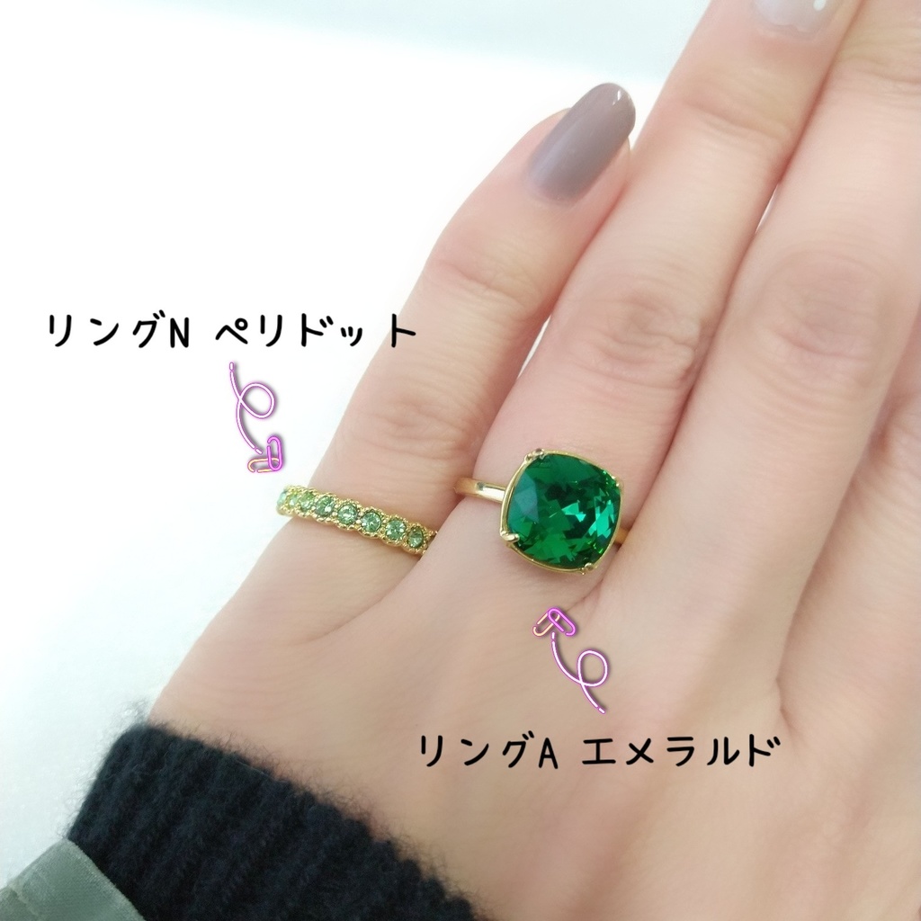 【リングN ハーフエタニティ3 ラウンドミル】ゴールド_5種