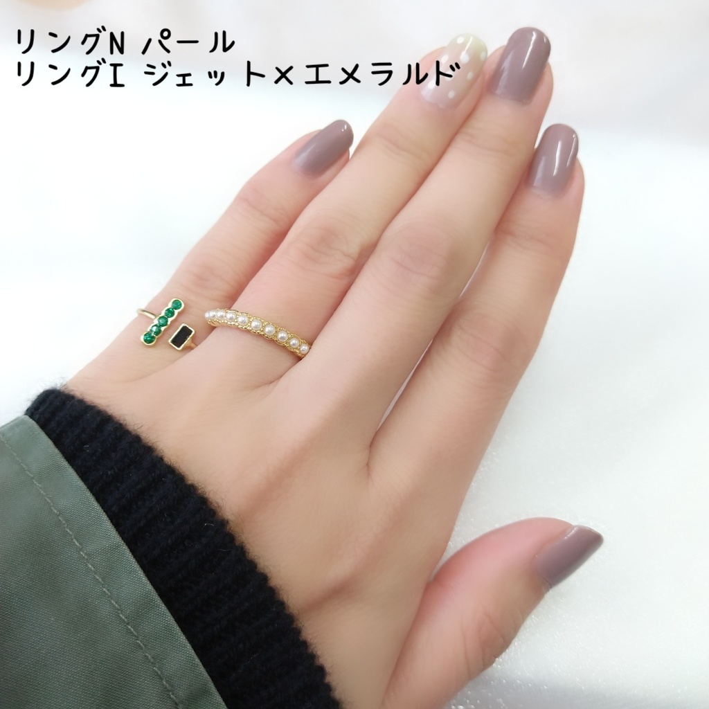 【リングN ハーフエタニティ3 ラウンドミル】ゴールド_5種