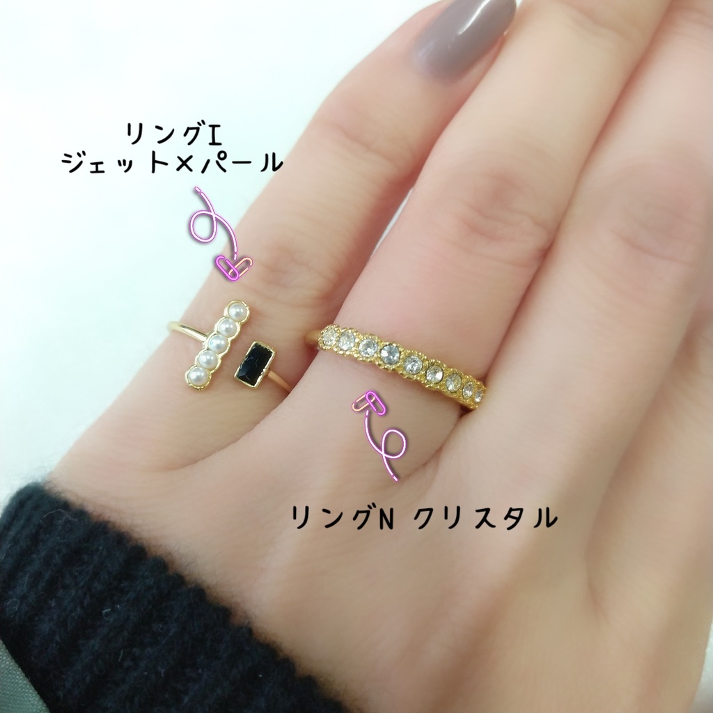 【リングN ハーフエタニティ3 ラウンドミル】ゴールド_5種